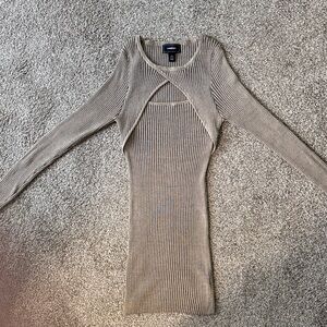 Long Sleeve Ribbed Knit Dress